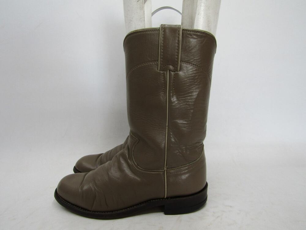 Justin Womens Size 5.5 C (Wide Width) Brown Leather Roper Cowboy Western Boots